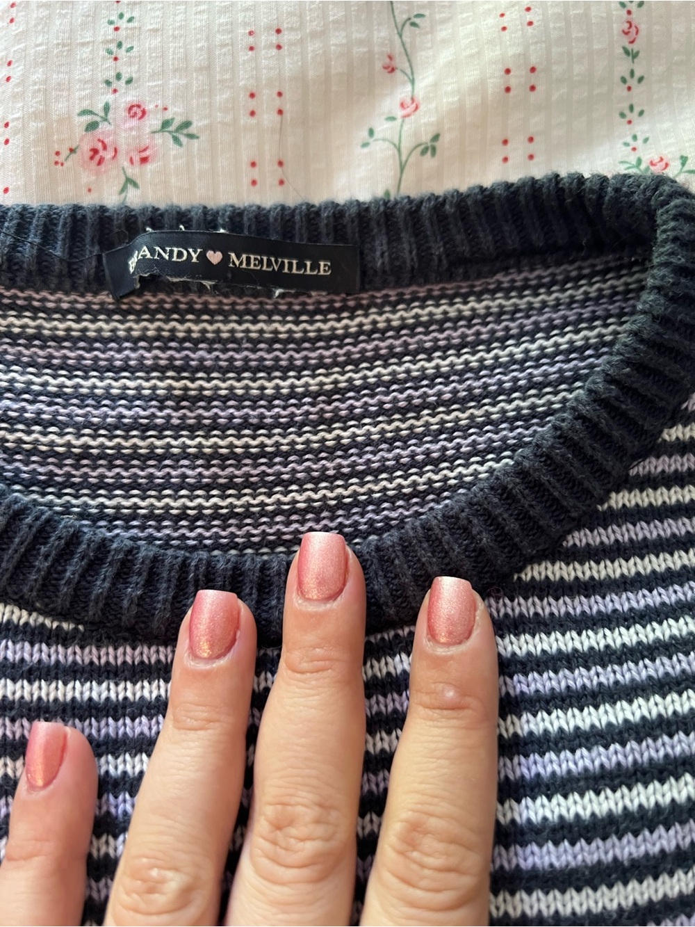 100% Cotton Made in Italy Brandy Melville Striped Crewneck Sweater